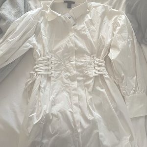 Forever 21 white side scrunch Dress